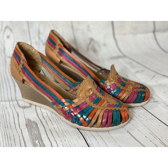 Rainbow Boho Huarache Tacon Wedge Enigma Collection Size 26 (women’s Size 10) - Picture 1 of 7